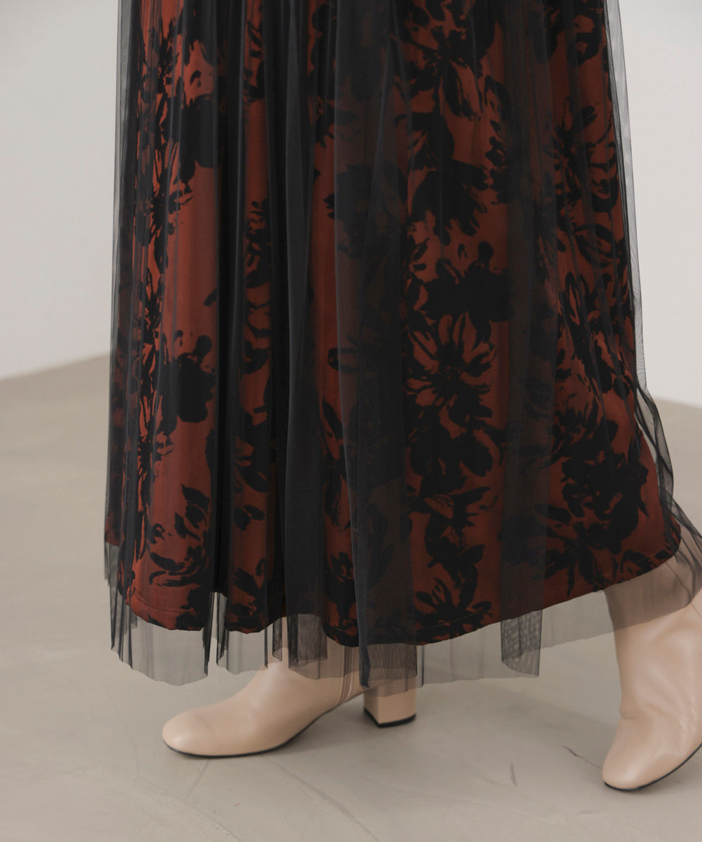 フロッキー花柄ジャンパースカート