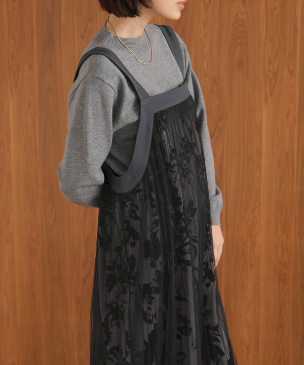 フロッキー花柄ジャンパースカート