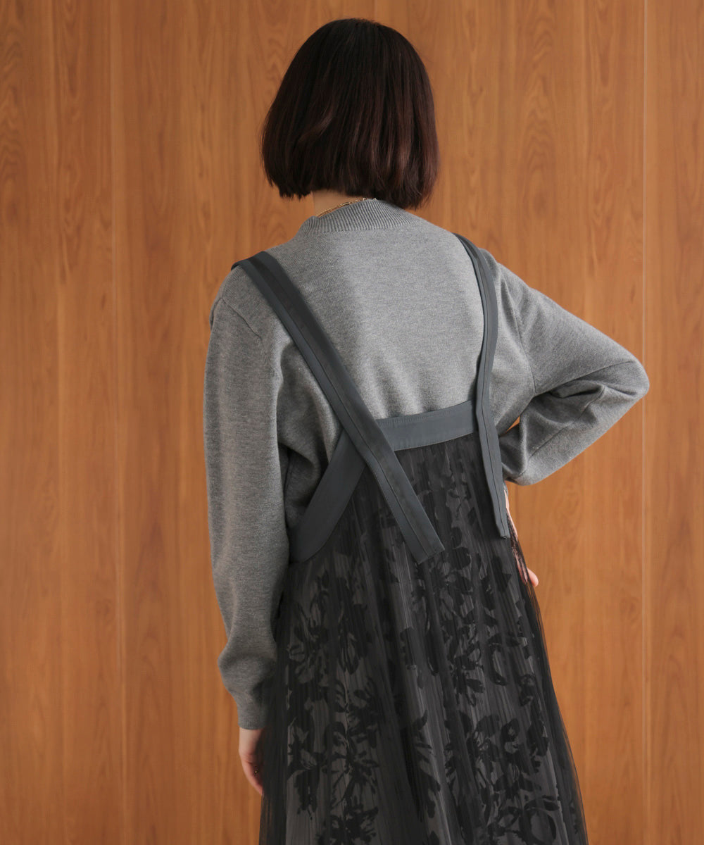 フロッキー花柄ジャンパースカート