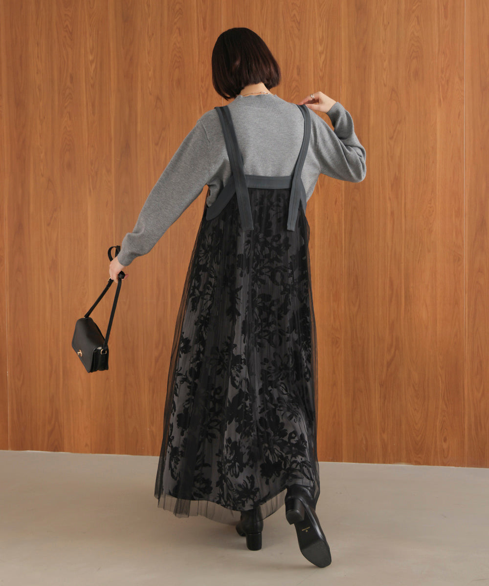 フロッキー花柄ジャンパースカート