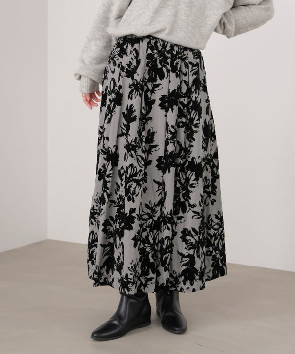 フロッキー花柄スカート