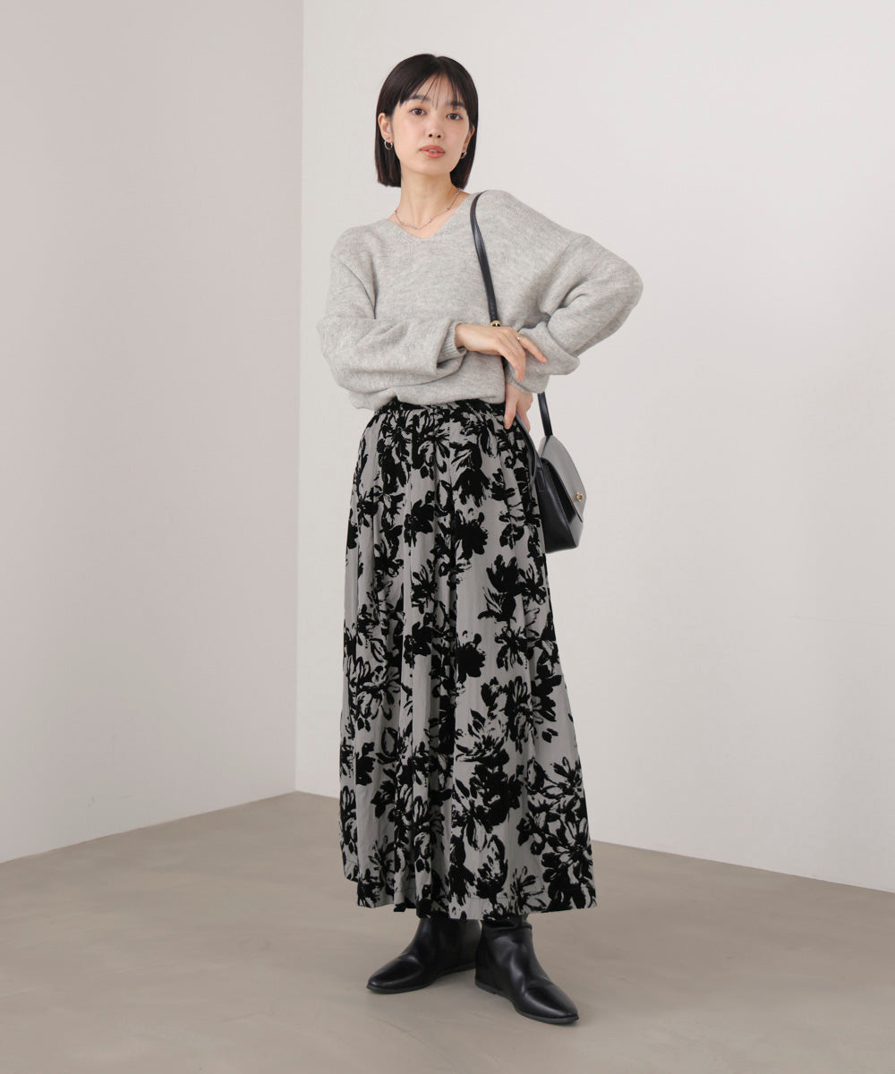 フロッキー花柄スカート