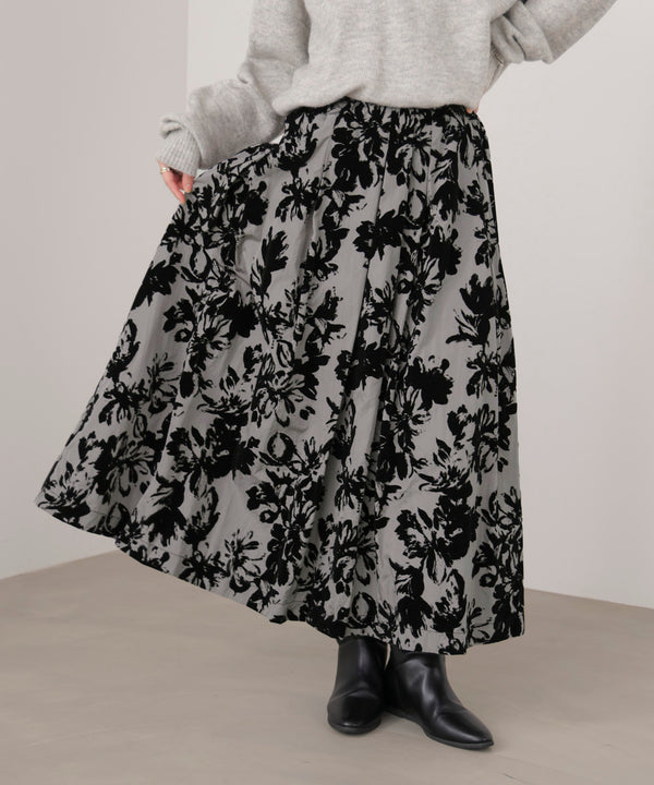 フロッキー花柄スカート