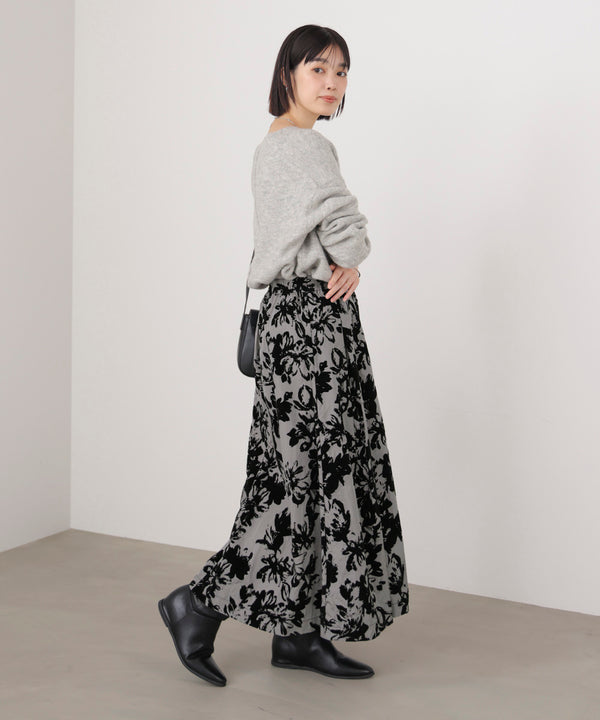 フロッキー花柄スカート