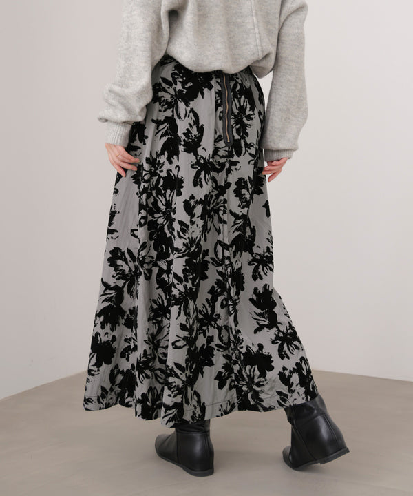 フロッキー花柄スカート