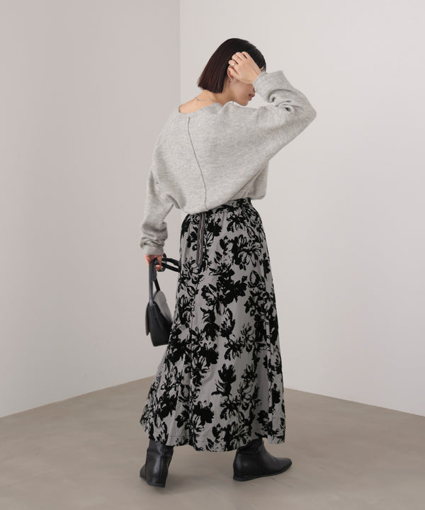 フロッキー花柄スカート