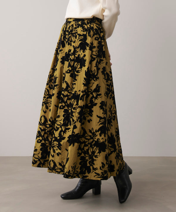 フロッキー花柄スカート