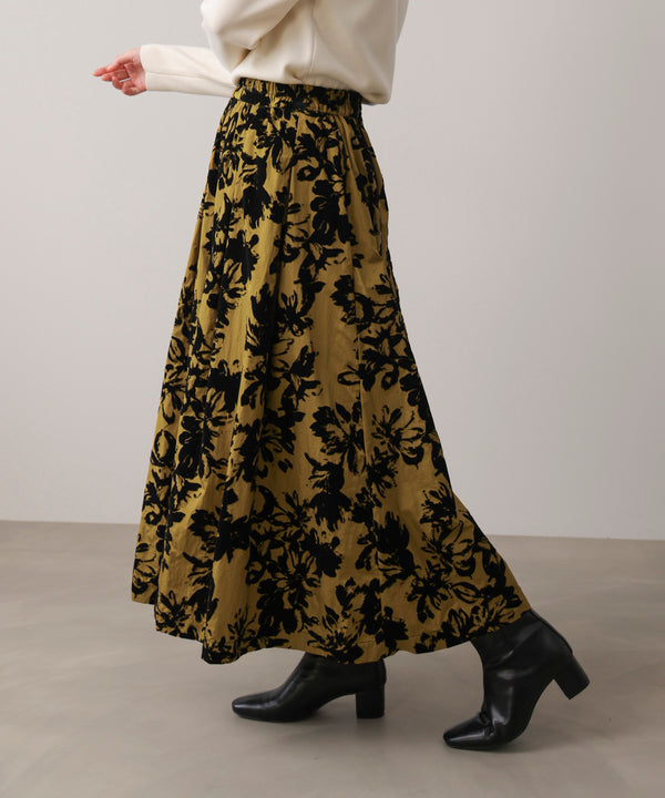 フロッキー花柄スカート