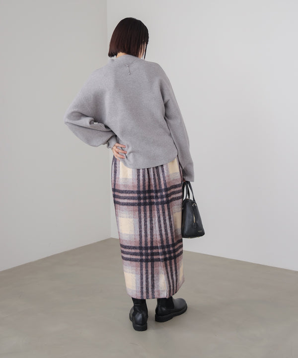 袖バルーンジャガードニットプルオーバー