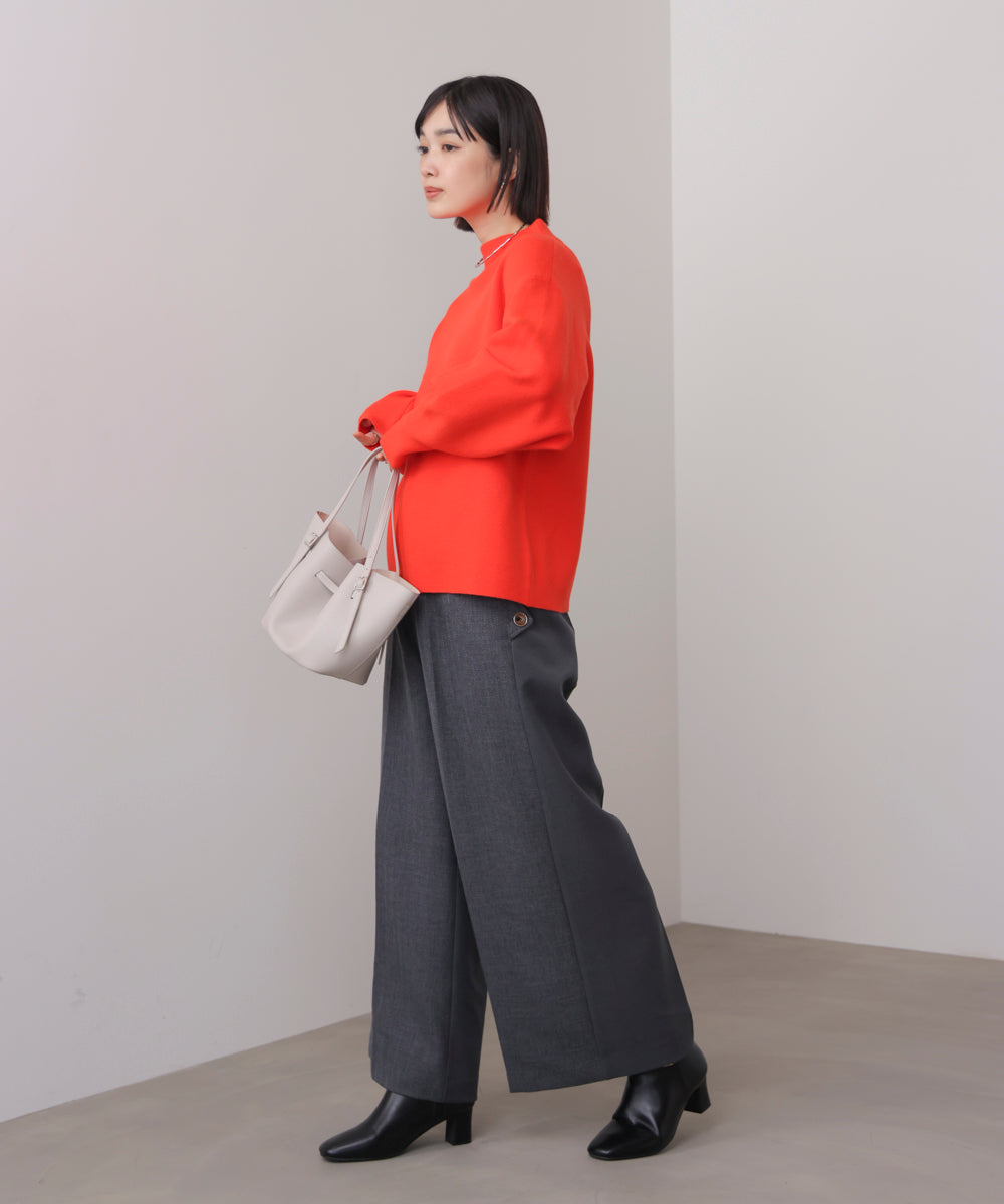 袖バルーンジャガードニットプルオーバー