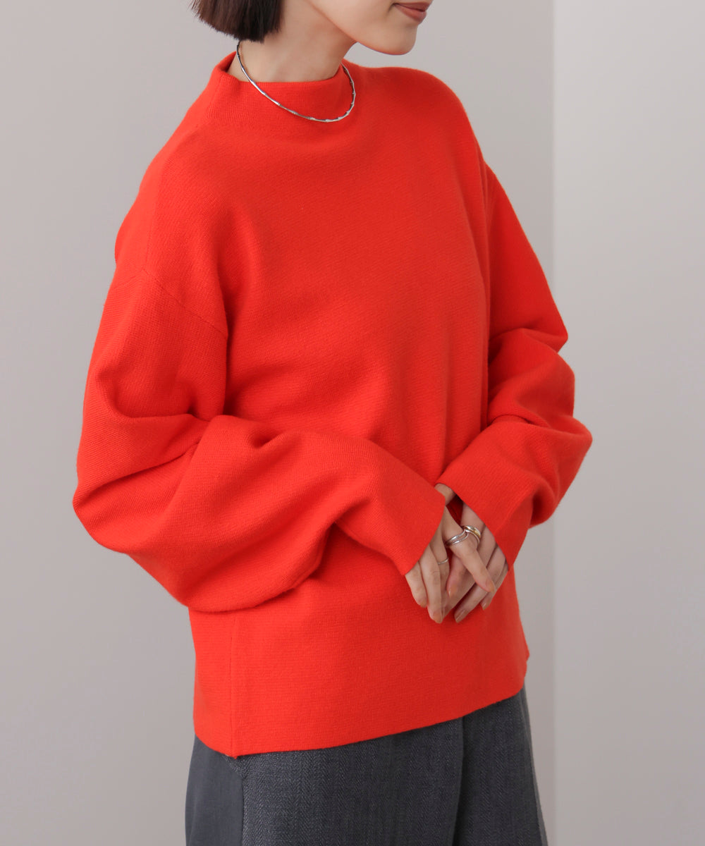 袖バルーンジャガードニットプルオーバー