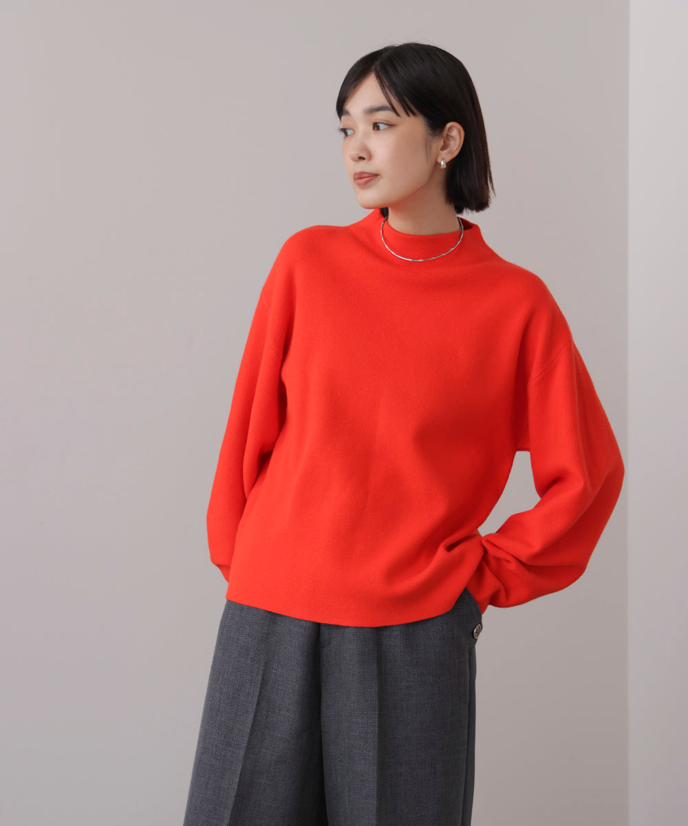 袖バルーンジャガードニットプルオーバー