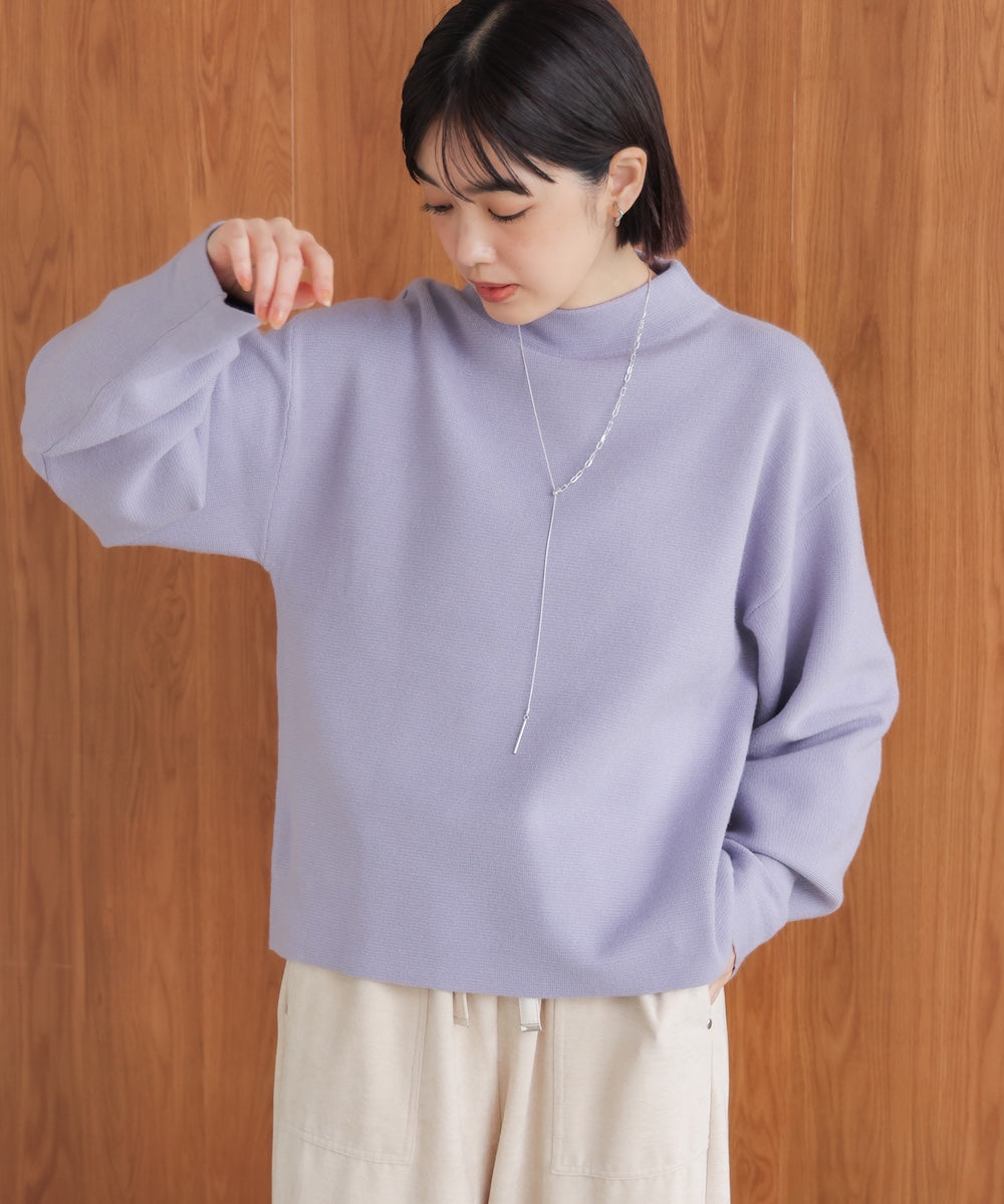 袖バルーンジャガードニットプルオーバー