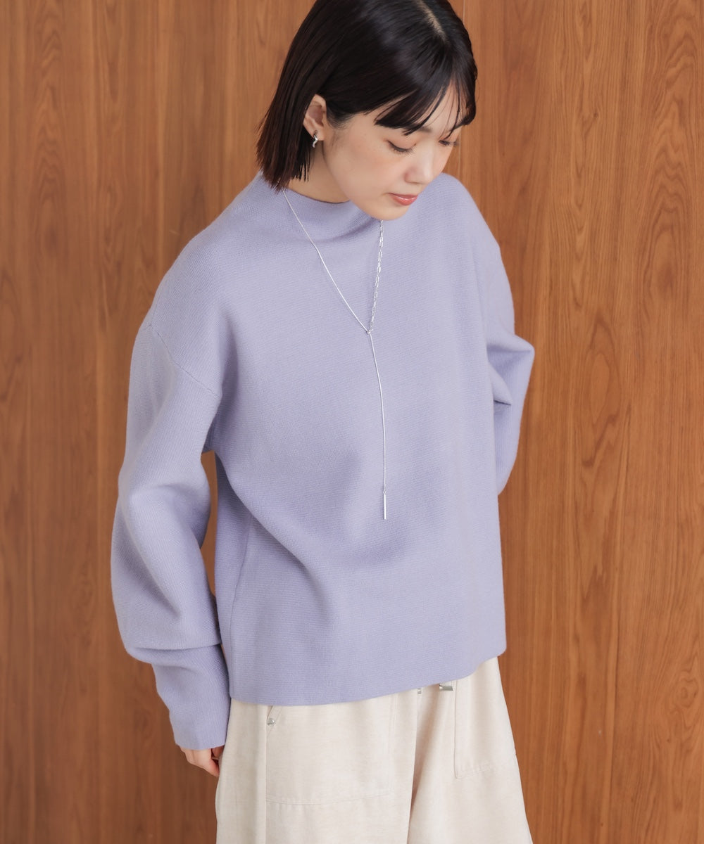 袖バルーンジャガードニットプルオーバー