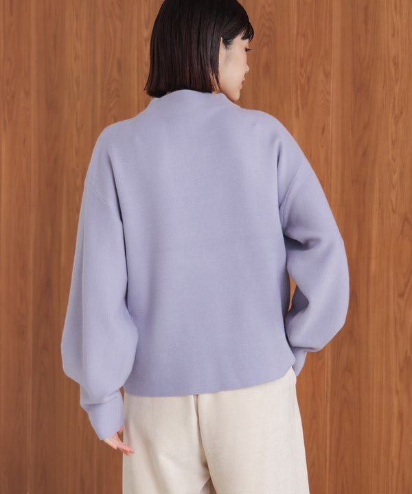 袖バルーンジャガードニットプルオーバー