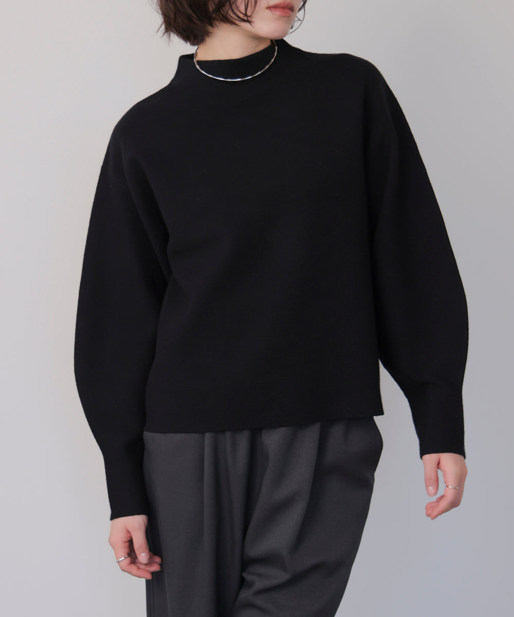 袖バルーンジャガードニットプルオーバー