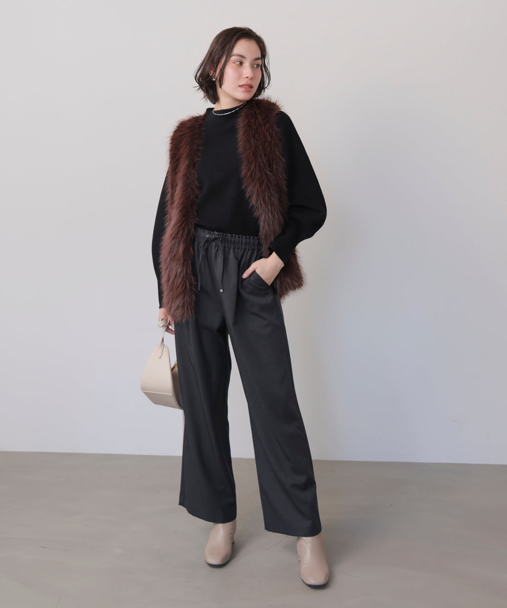 袖バルーンジャガードニットプルオーバー