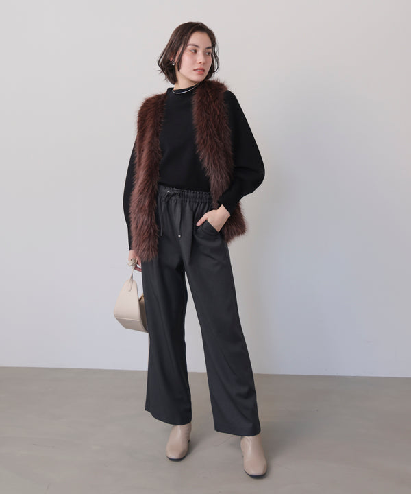 袖バルーンジャガードニットプルオーバー