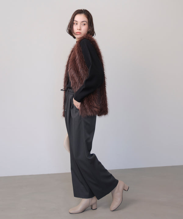 袖バルーンジャガードニットプルオーバー