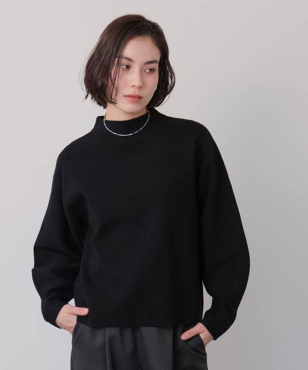 袖バルーンジャガードニットプルオーバー