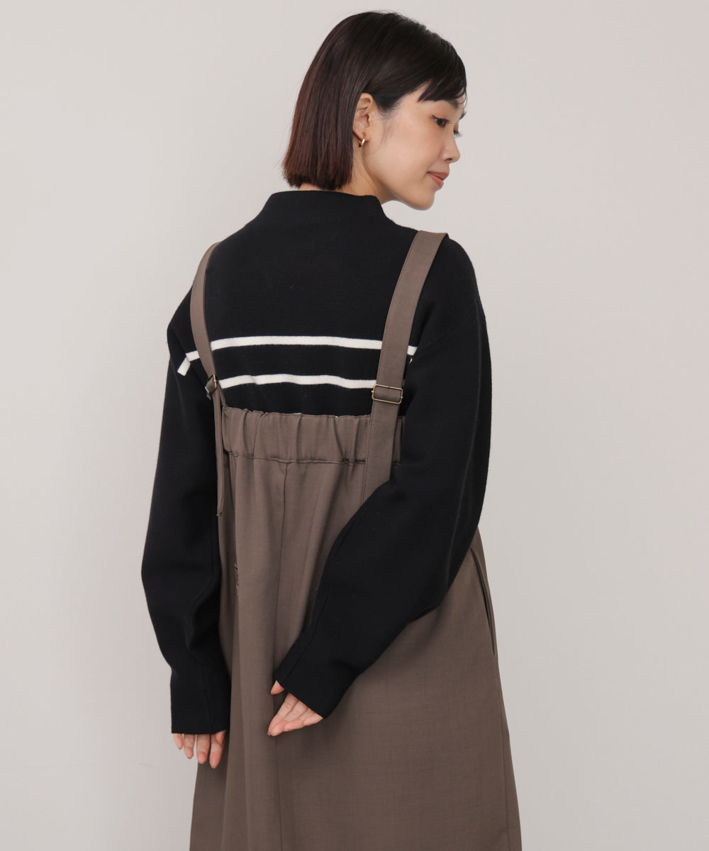 袖バルーンジャガードニットプルオーバー