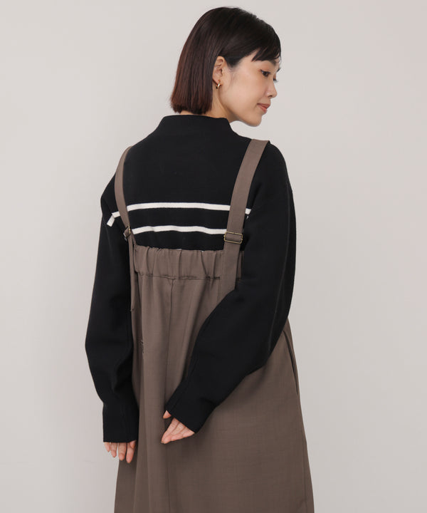 袖バルーンジャガードニットプルオーバー