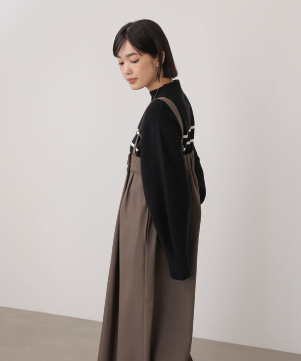 袖バルーンジャガードニットプルオーバー