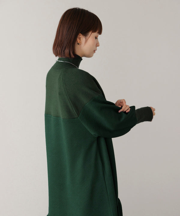 膨れジャガード異素材ニットワンピース