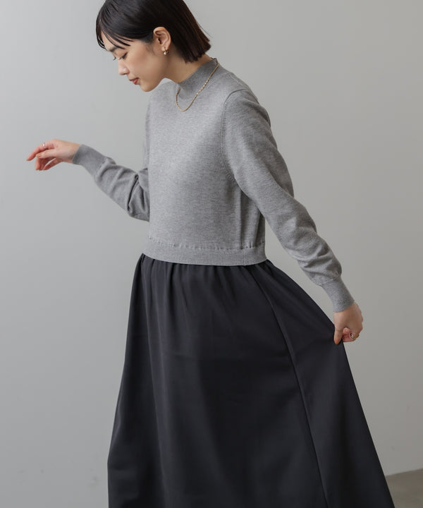 布帛ドッキングニットワンピース［11/28発送予定］