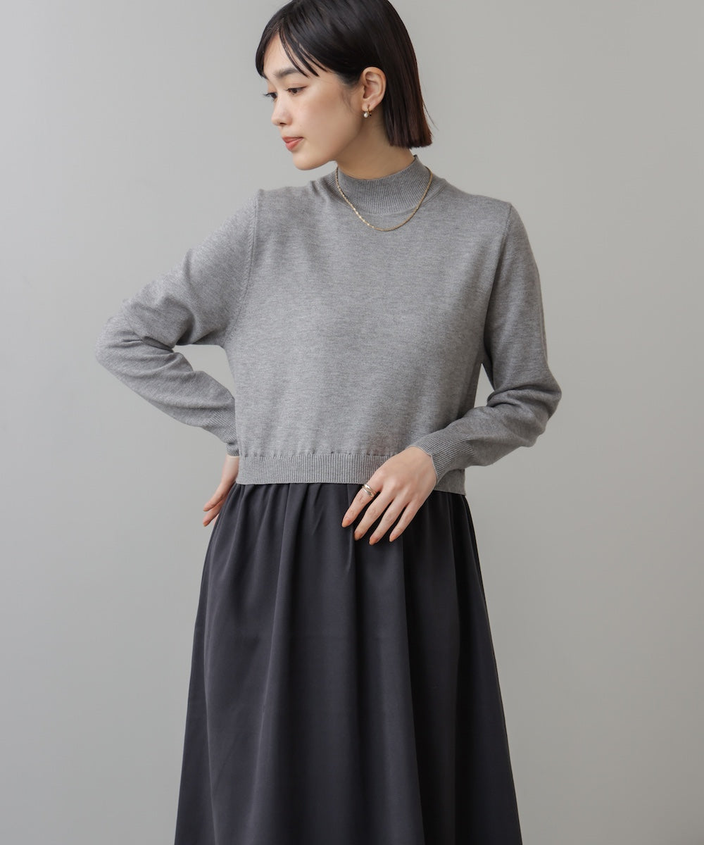 布帛ドッキングニットワンピース［11/28発送予定］