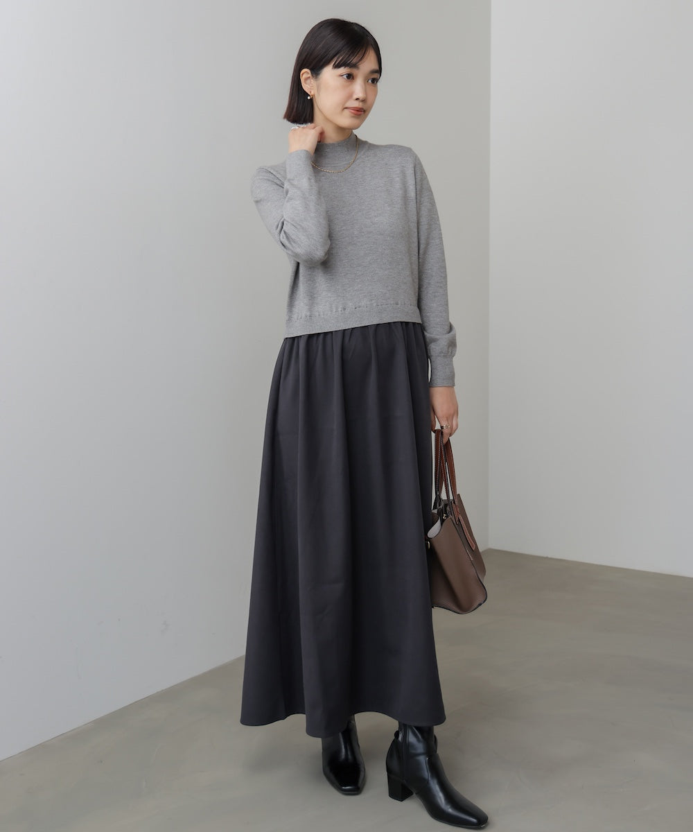 布帛ドッキングニットワンピース［11/28発送予定］