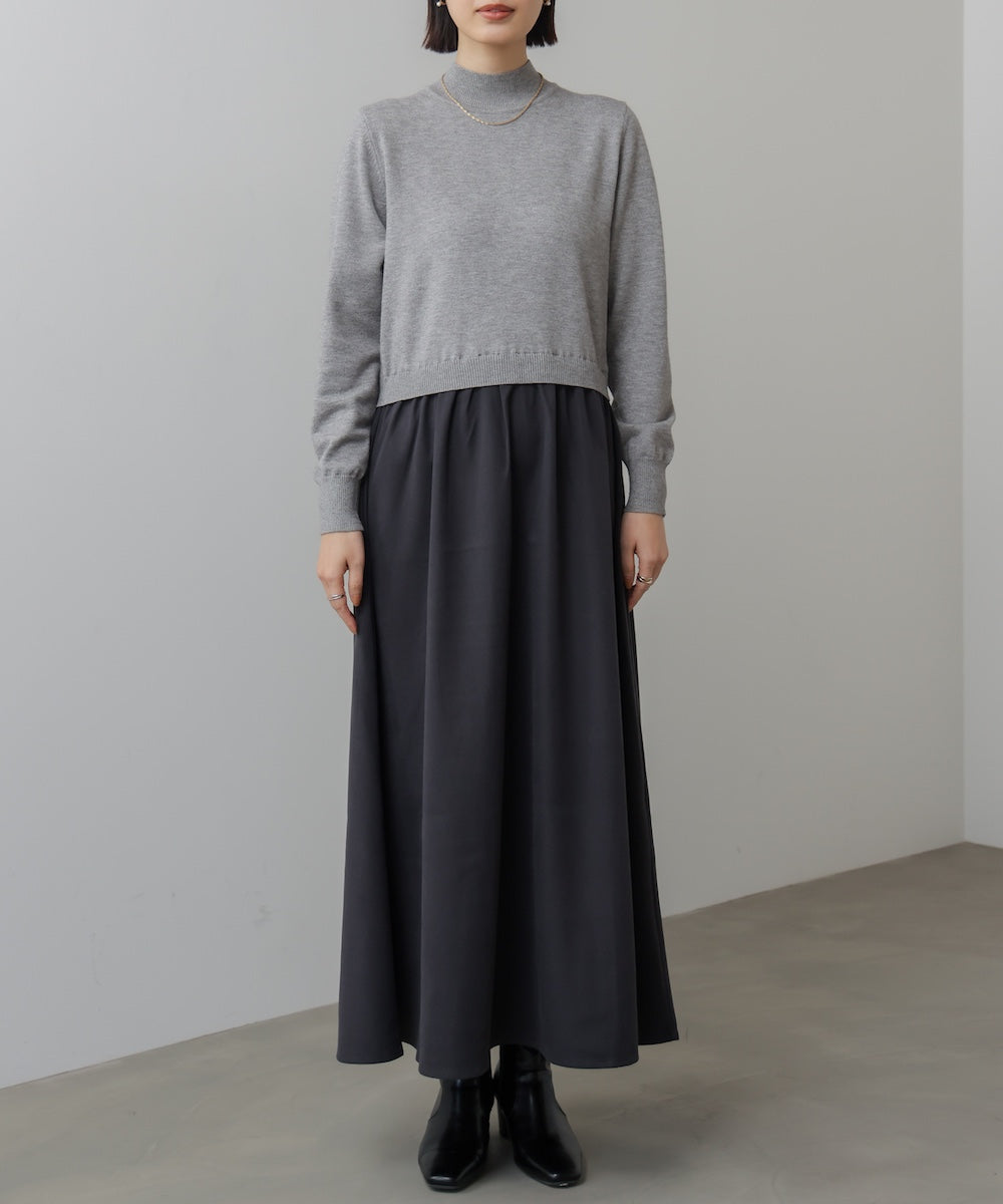 布帛ドッキングニットワンピース［11/28発送予定］