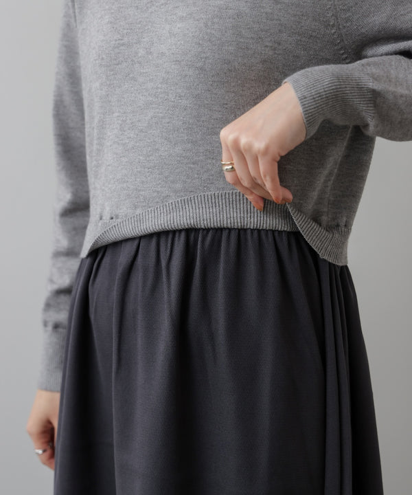 布帛ドッキングニットワンピース［11/28発送予定］