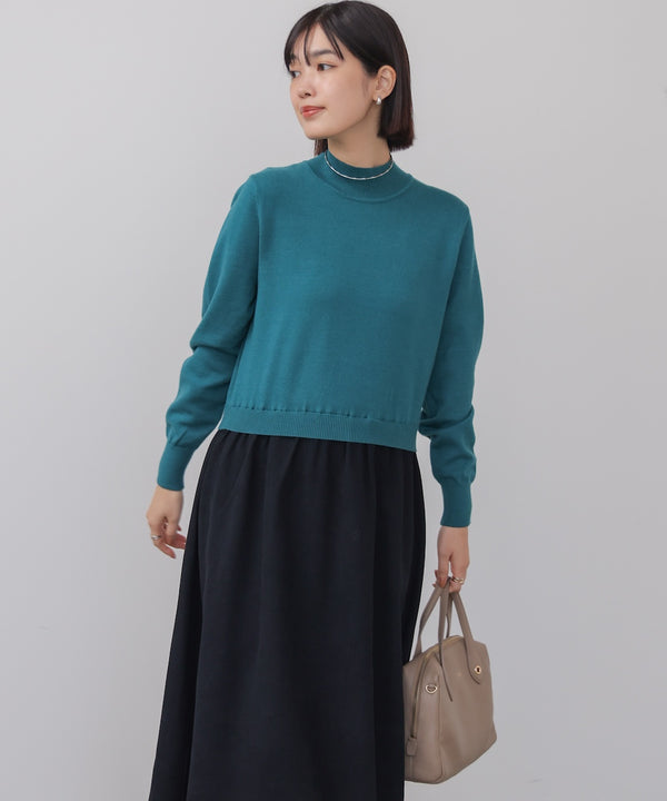 布帛ドッキングニットワンピース［11/28発送予定］