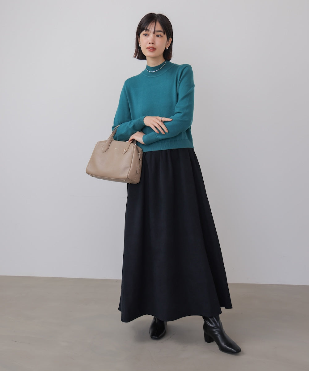 布帛ドッキングニットワンピース［11/28発送予定］