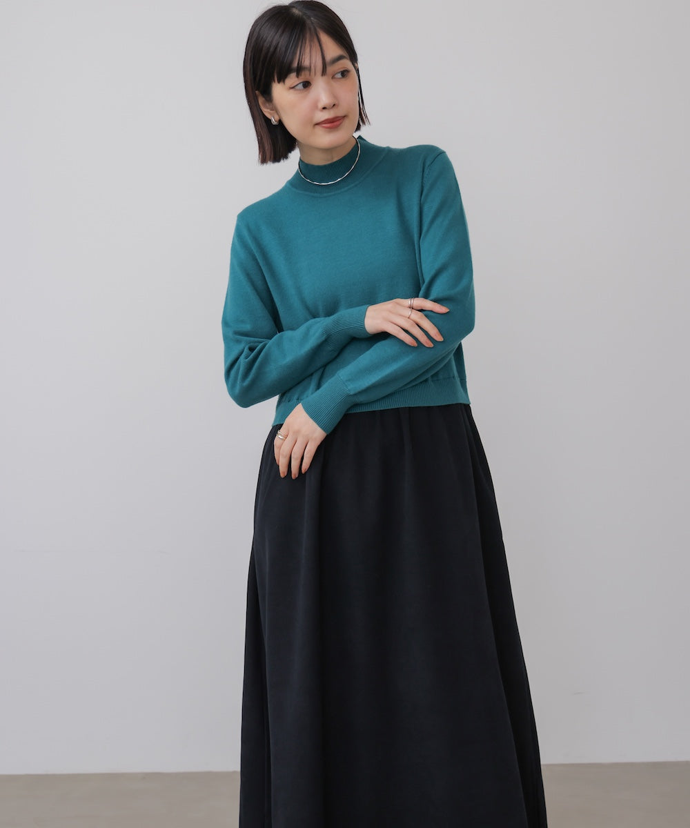 布帛ドッキングニットワンピース［11/28発送予定］