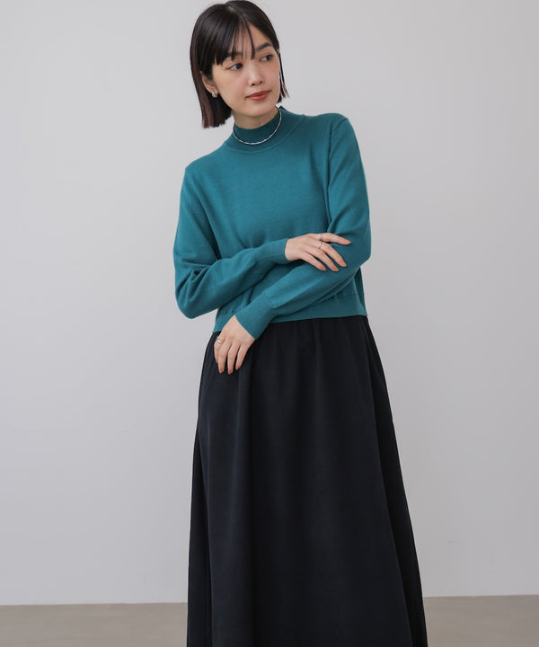 布帛ドッキングニットワンピース［11/28発送予定］