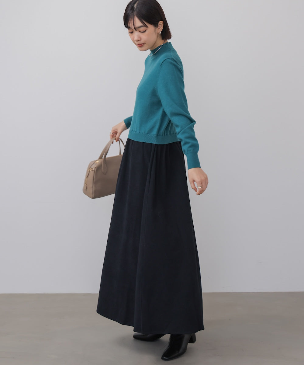 布帛ドッキングニットワンピース［11/28発送予定］