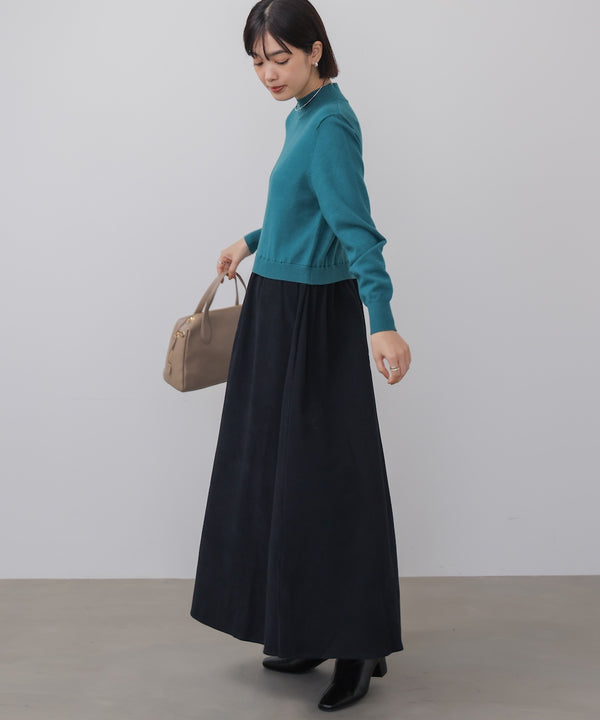 布帛ドッキングニットワンピース［11/28発送予定］