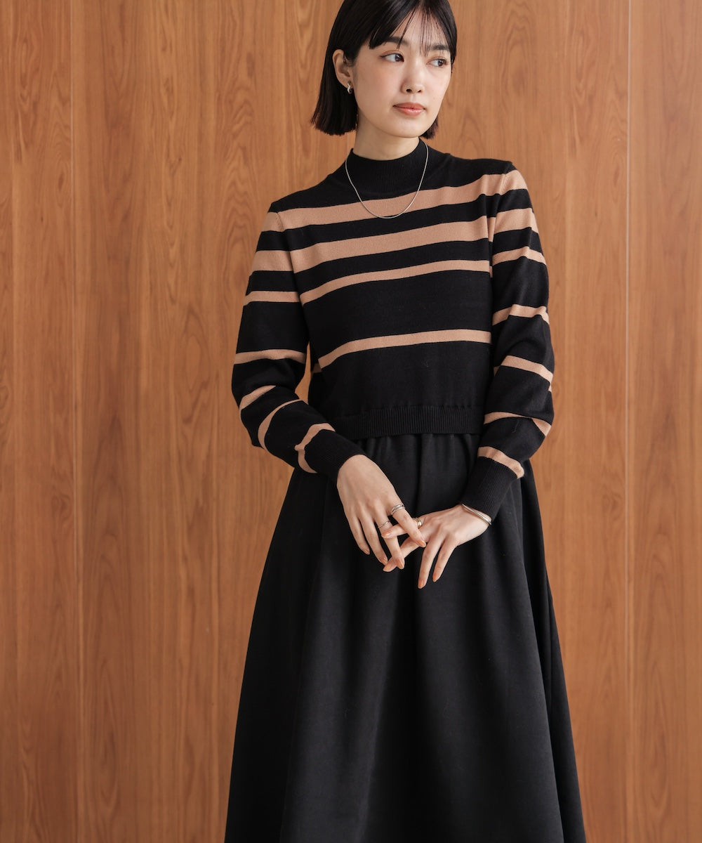 布帛ドッキングニットワンピース［11/28発送予定］