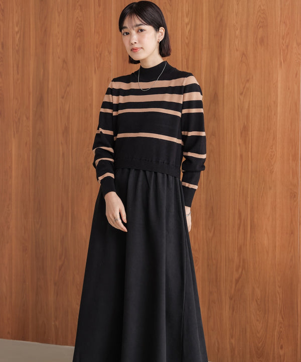布帛ドッキングニットワンピース［11/28発送予定］