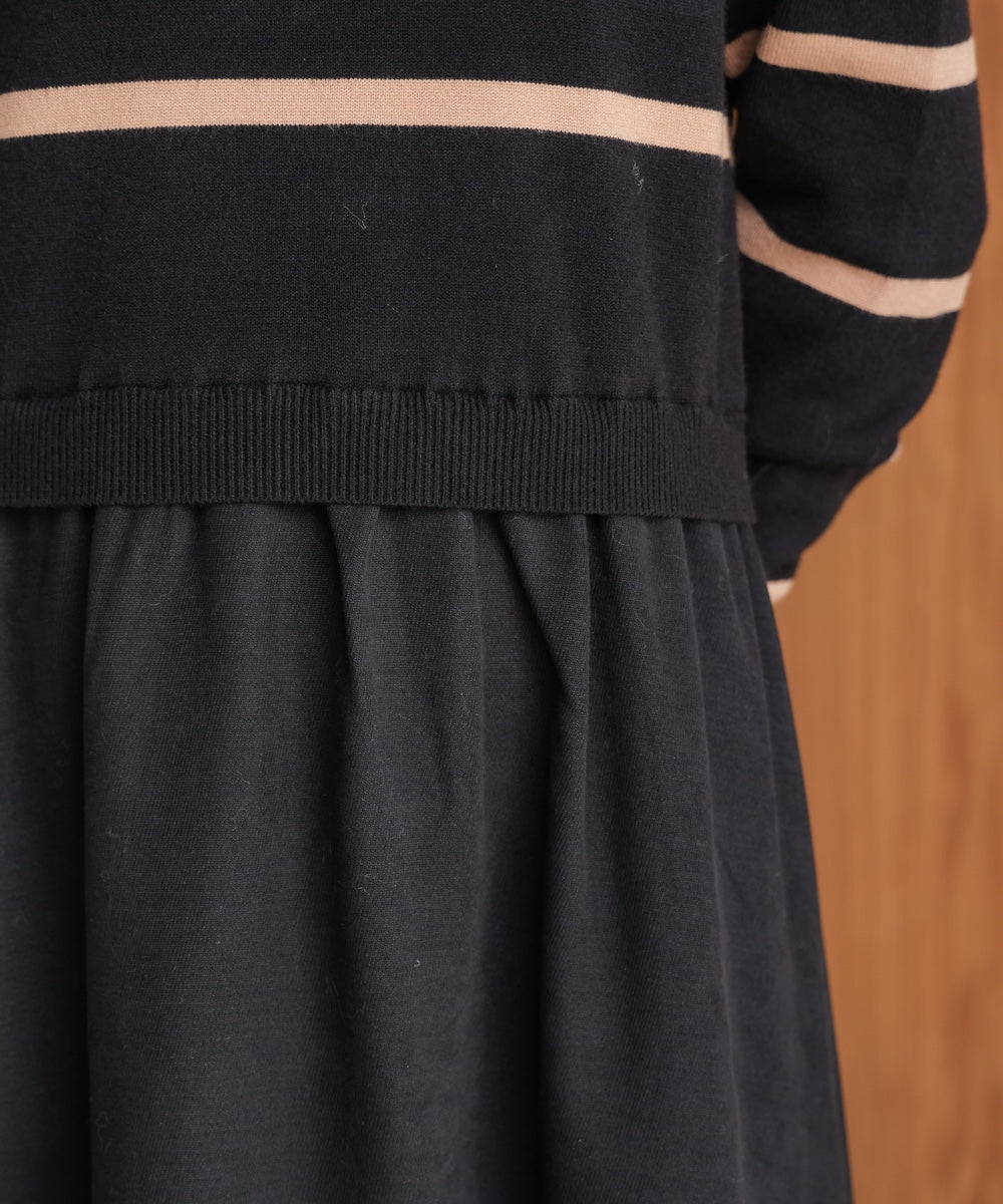 布帛ドッキングニットワンピース［11/28発送予定］