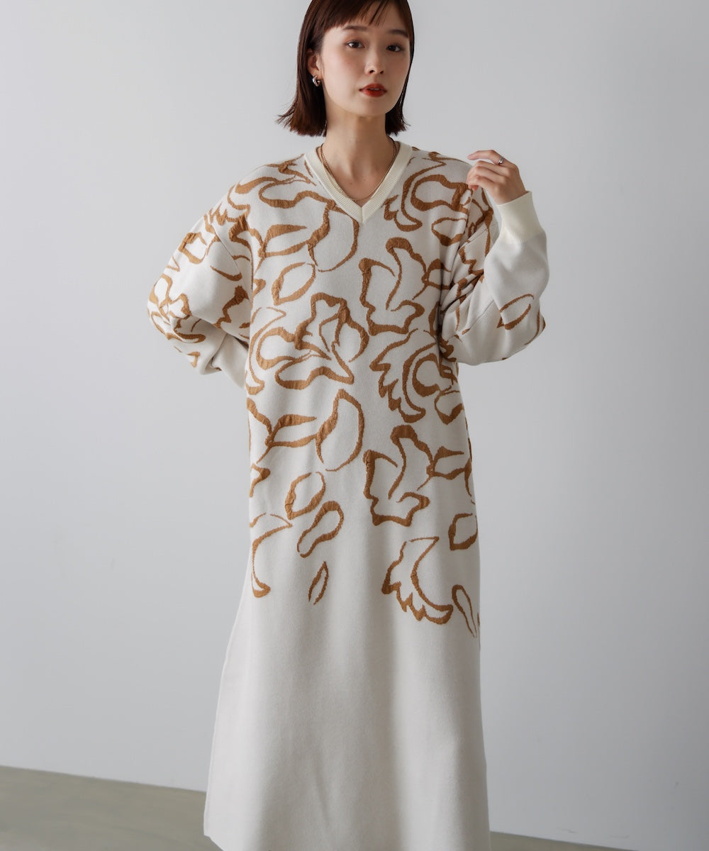 袋ジャガード柄マキシワンピース［11/21発送予定］