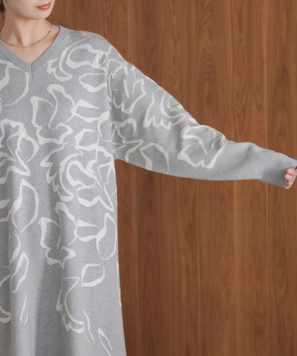 袋ジャガード柄マキシワンピース［11/21発送予定］