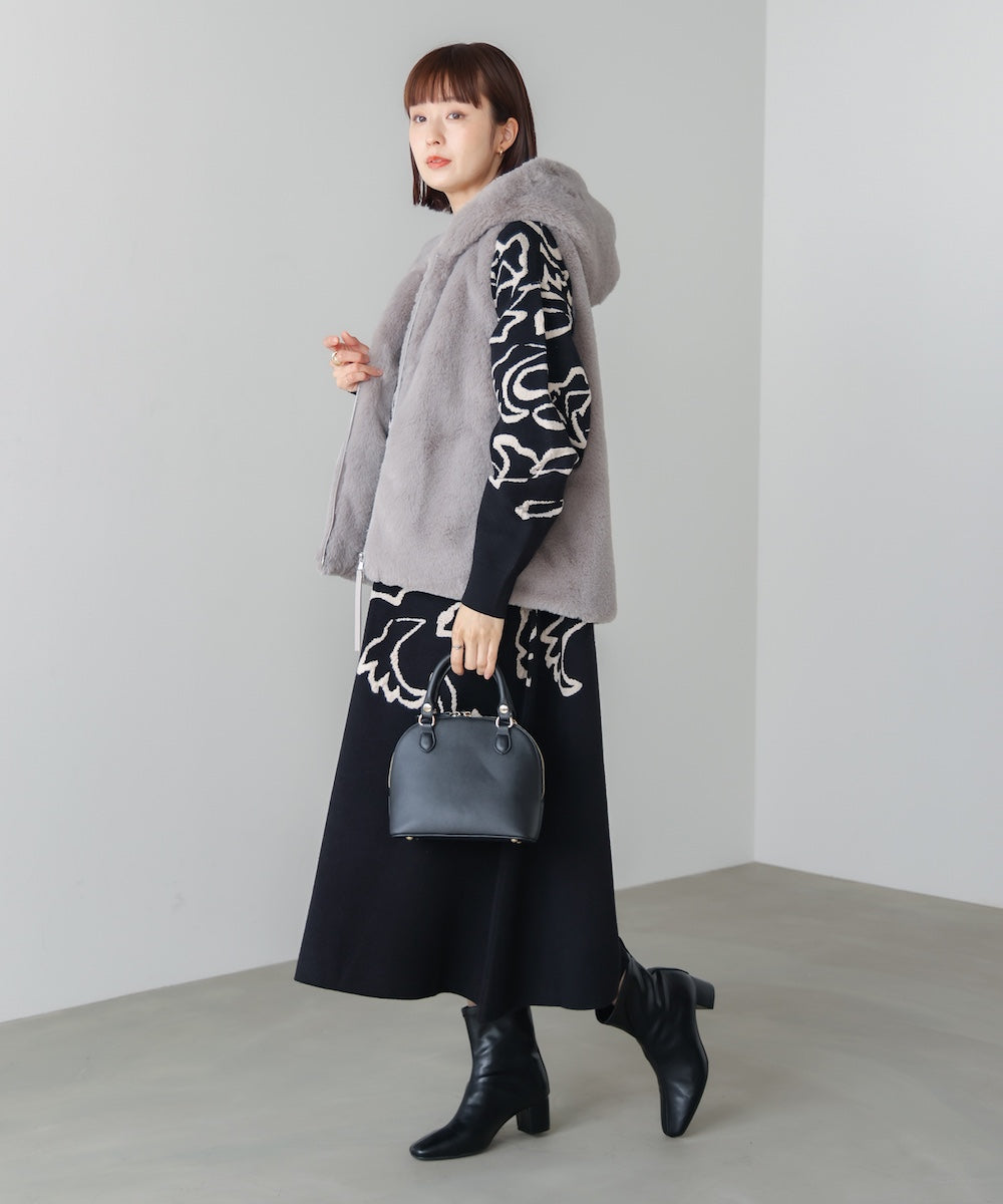 袋ジャガード柄マキシワンピース［11/21発送予定］