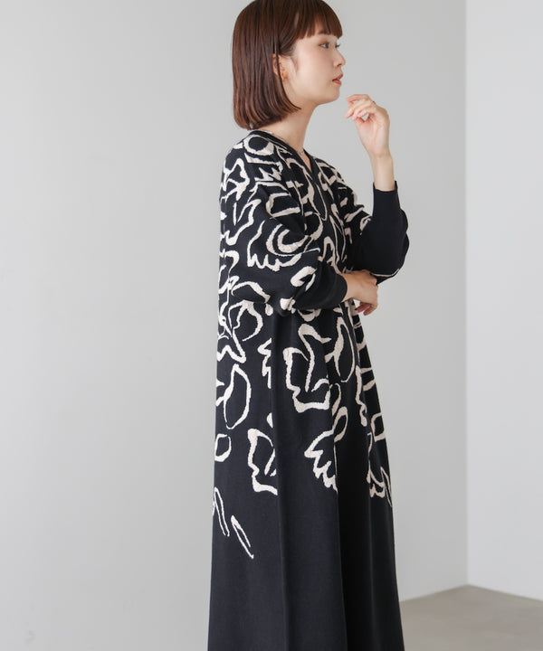 袋ジャガード柄マキシワンピース［11/21発送予定］