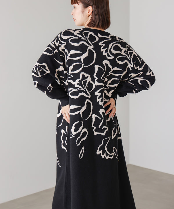 袋ジャガード柄マキシワンピース［11/21発送予定］