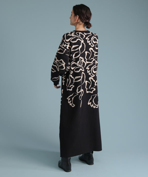 袋ジャガード柄マキシワンピース