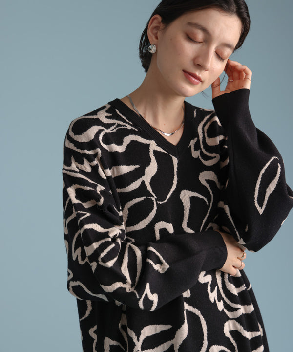 袋ジャガード柄マキシワンピース