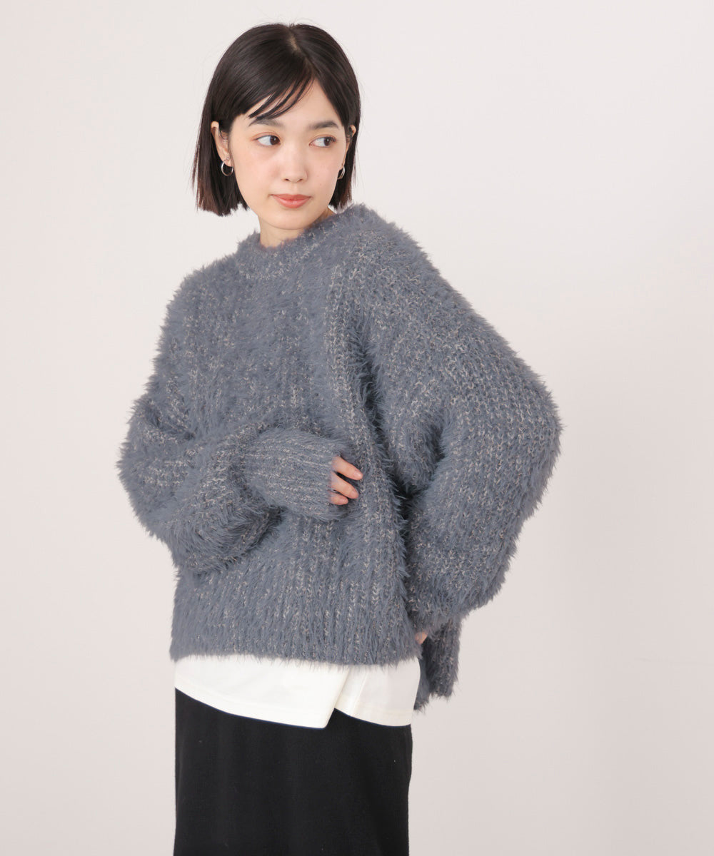 シャギーミックスニットプルオーバー［12/24発送予定］